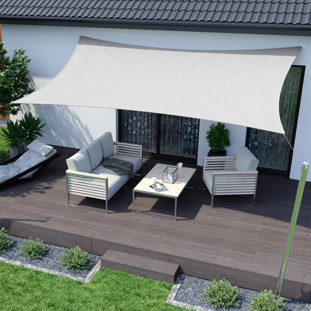 Trade Shop - Vela Tenda Rettangolare Parasole Protezione Sole Ombra Giardino 2x3mt Bianca 017034 -