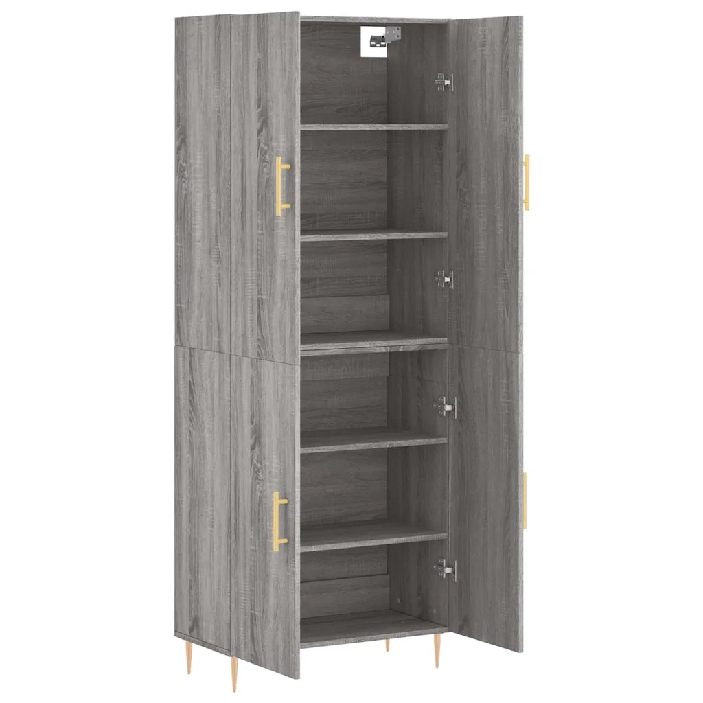 Credenza Grigio Sonoma 69,5x34x180 cm in Legno Multistrato 3195673