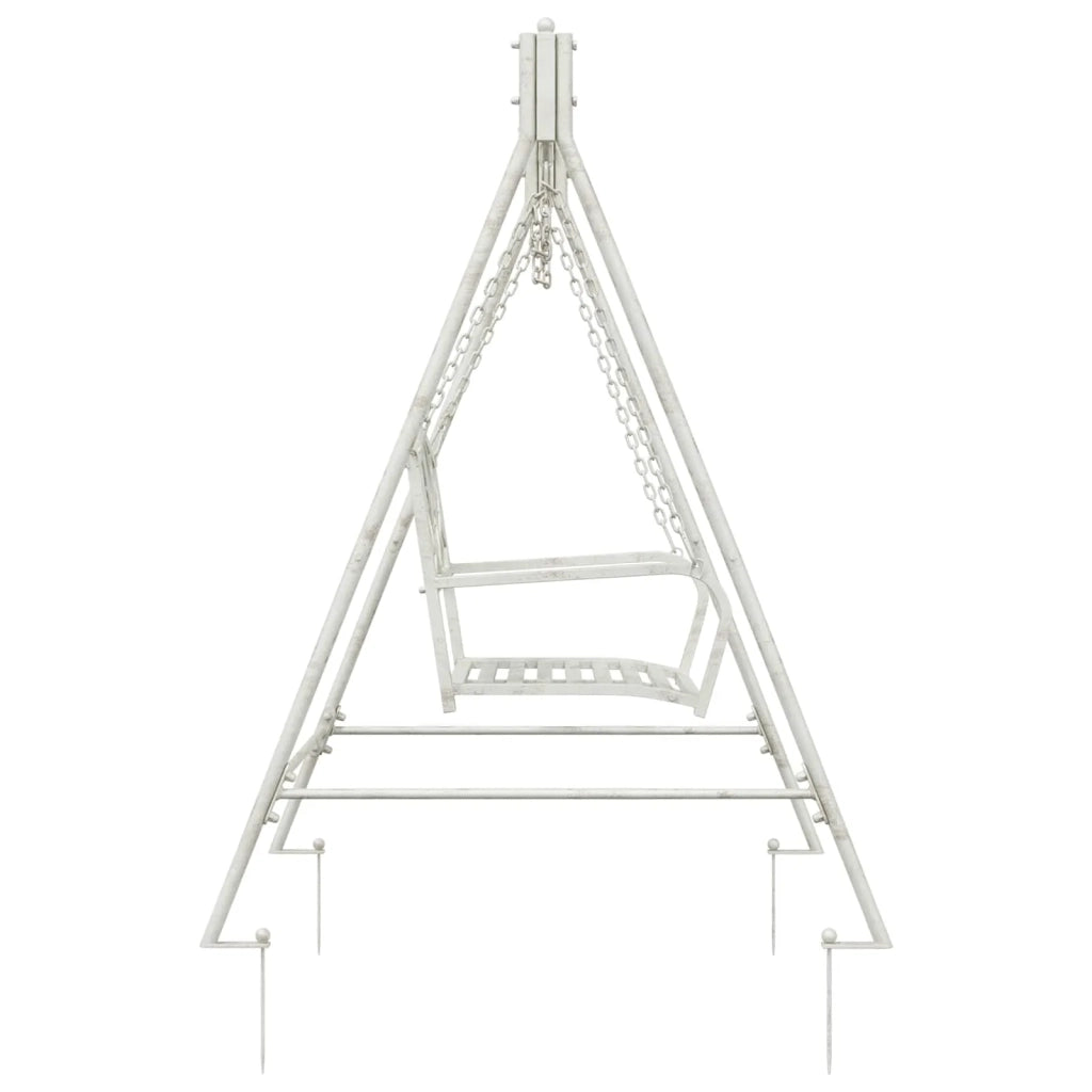 Panchina a Dondolo Acciaio 113 x 121,5 x 168 cm Bianco Antico