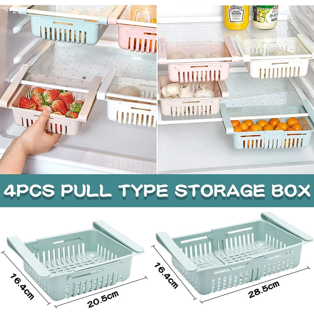 Trade Shop - 4pz Cassetto A Morsetti Per Frigorifero Facile Da Appendere Cestino Contenitore -