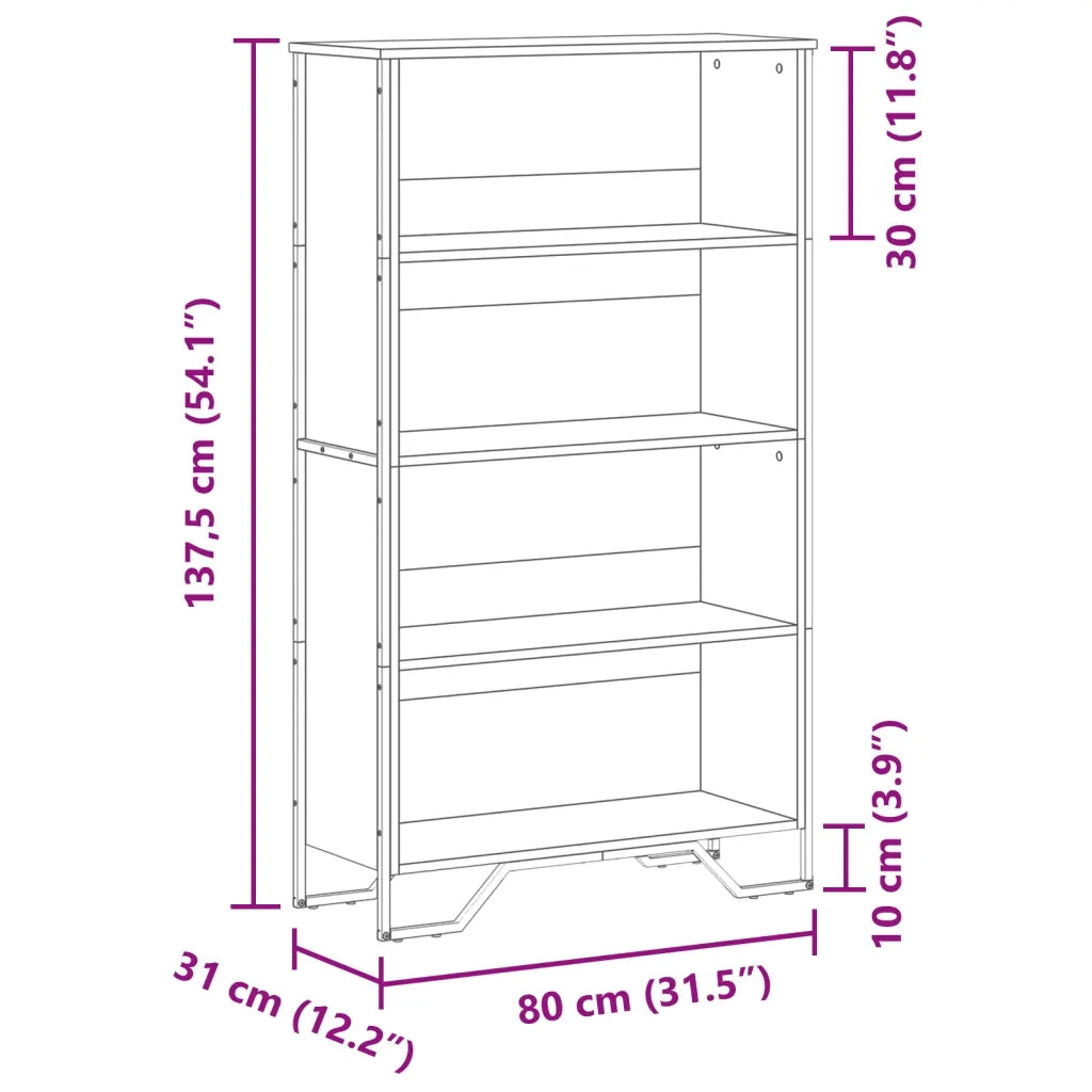 Libreria Grigio Sonoma 80x31x137,5 cm in Legno Multistrato 848632
