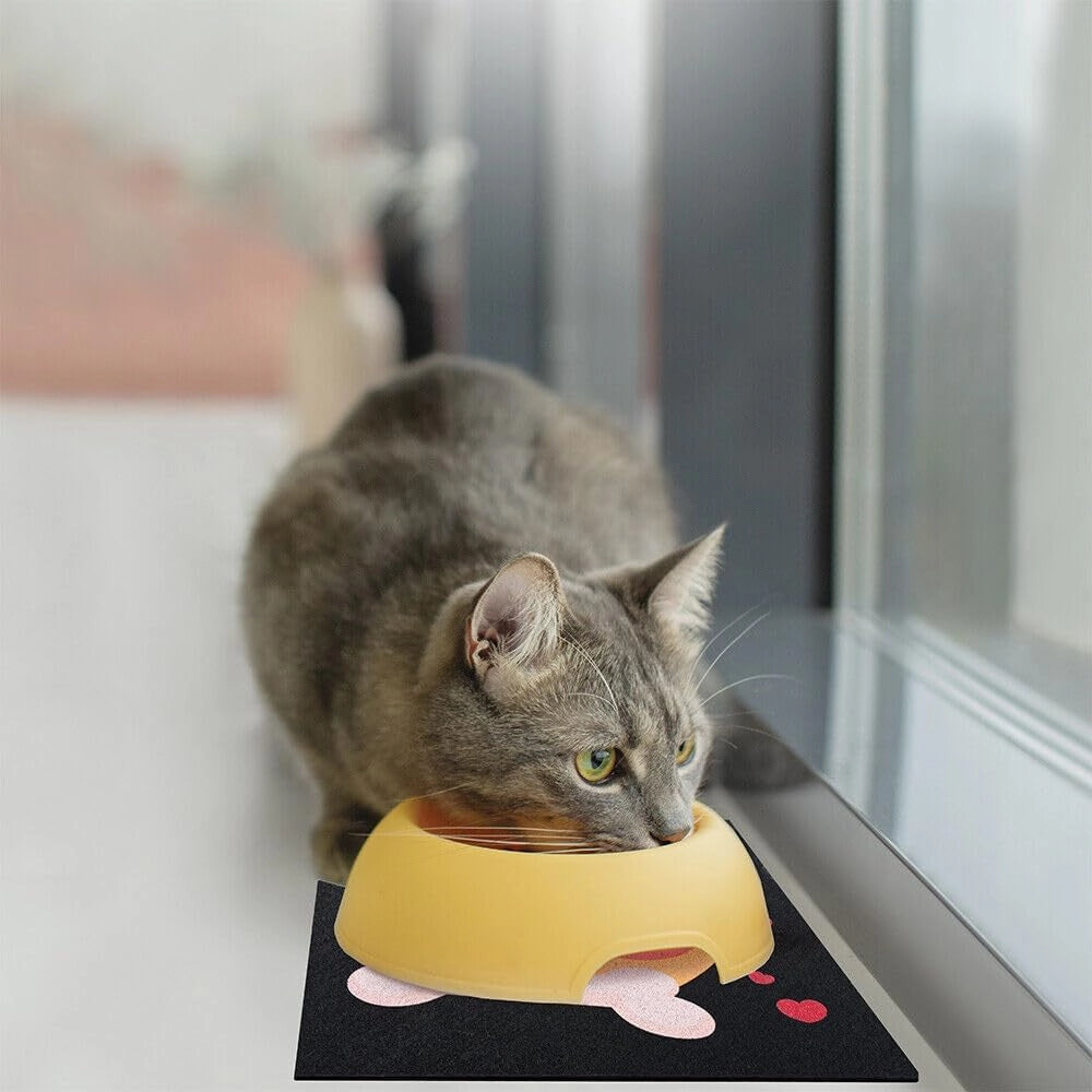Coppia Tappetini SottoCiotola Gomma Sostenibile Antiscivolo 30x30 cm Cane Gatto Dis.E