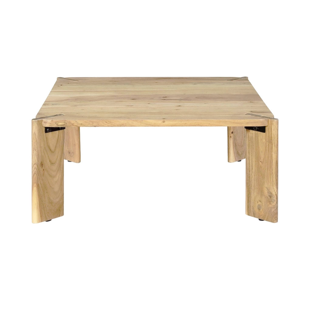Tavolino esotico quadrato in legno massello, 80cm, marrone naturale
