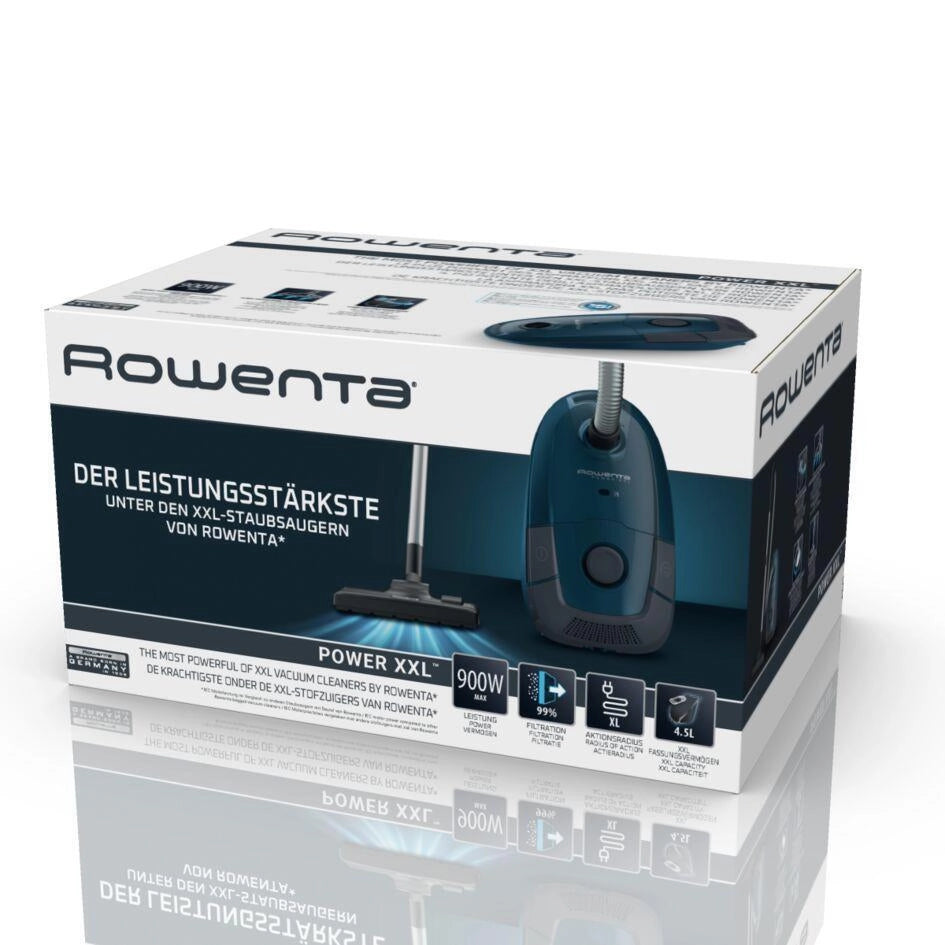 Rowenta RO3126 Power XXL Aspirapolvere a Traino con Sacco 4,5 L 900 W 76 dB colore Blu