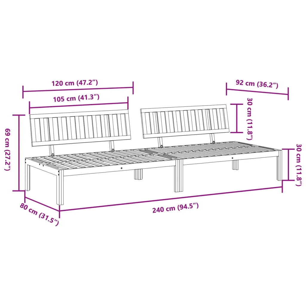 Divani Centrali da Giardino Pallet 2pz Legno Massello di Acacia 365847