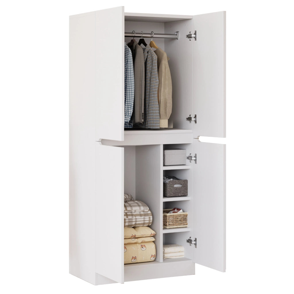 Armadio a due ante 70x40x170 cm in legno; metallo; compensato e MDF; bianco