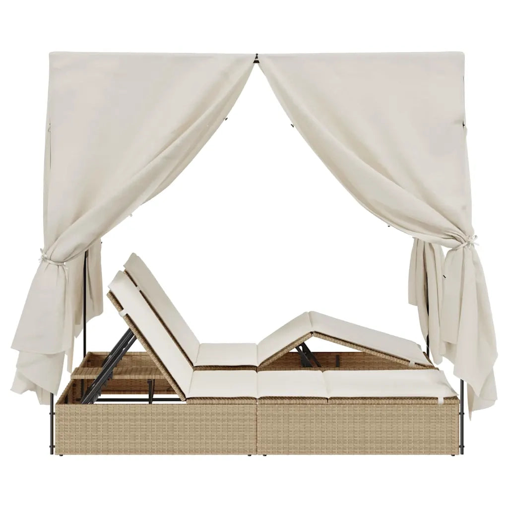Lettino da sole doppio Beige 205 x 129 x 200 cm polyrattan 3376131