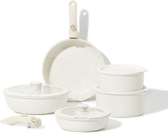 Set di Manubriio Rimovibile da 11 pezzi Pannenset con Strato Antiscivolo Adatto a Tutti i Forni，I Pannensets possono essere sovrapposti per Risparmiare Spazio (11 pezzi)