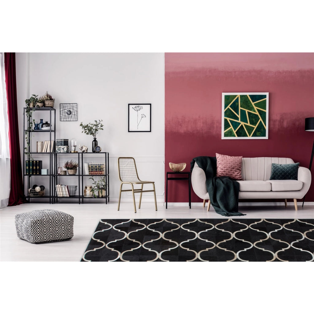 Tappeto Eclipse 300 in pelle cucito a mano nero 160x230 cm