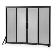 Parascintille per camino con ante scorrevoli 89 x 72 cm protezione antiscintille design moderno in metallo nero 20_0013307
