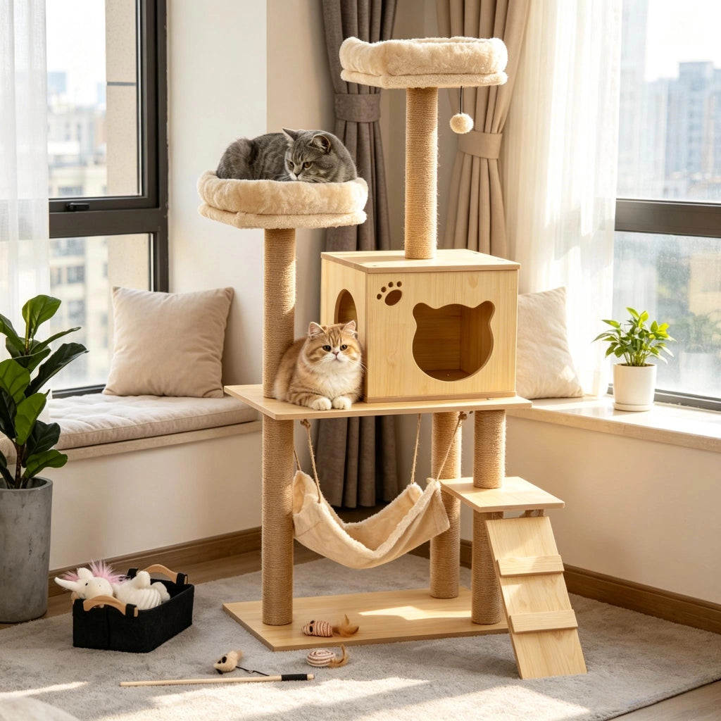 ALBERO GATTO Tiragraffi 60x40x130 cm Beige e Marrone