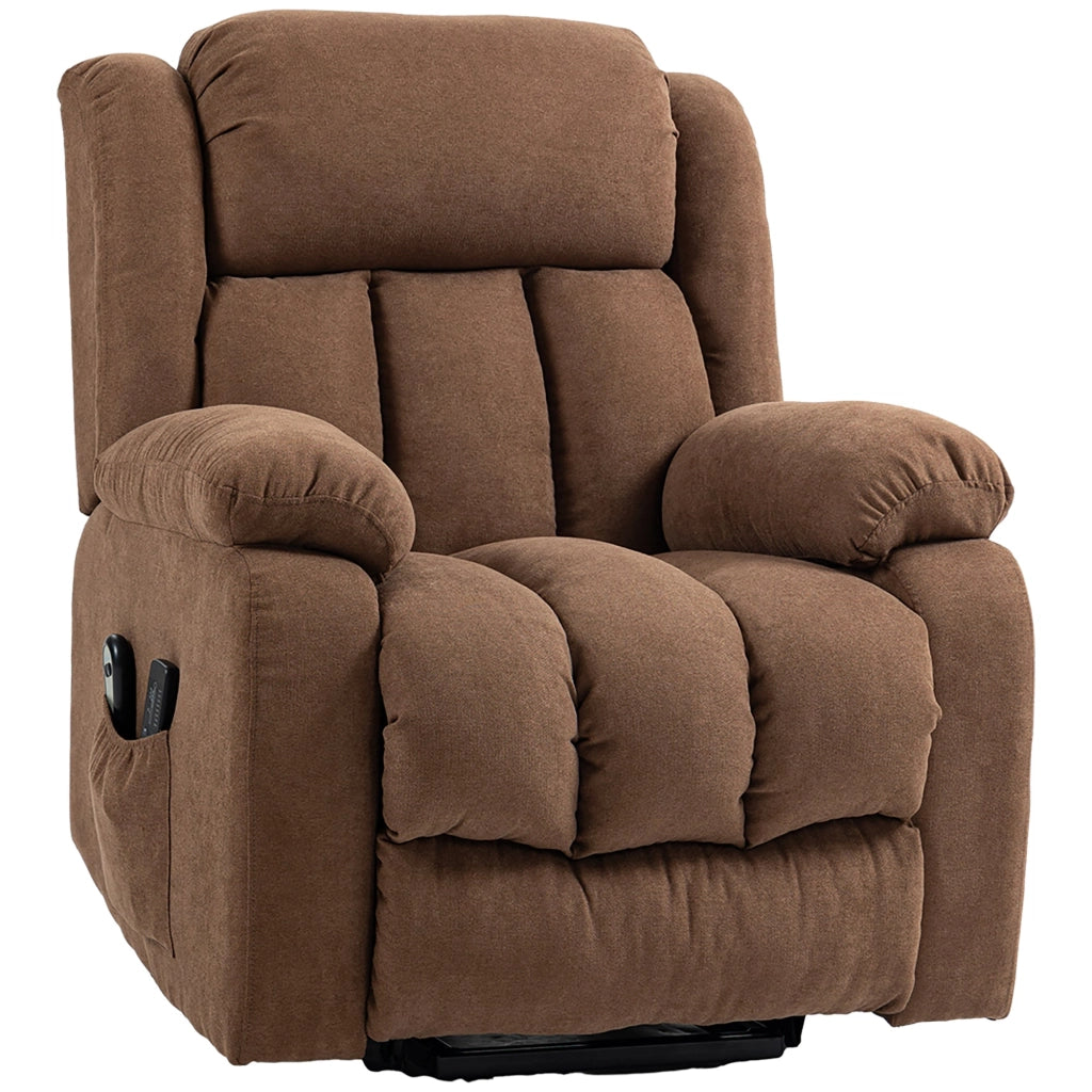 Poltrona Alzapersona Elettrica Massaggiante 91x93x103 cm in Tessuto Marrone