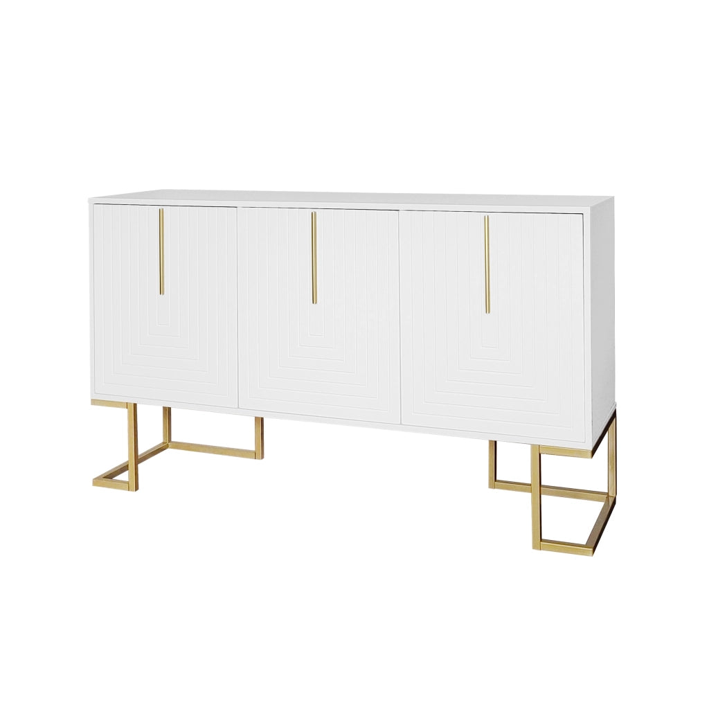 Credenza 3 Ante con Ripiani e Maniglie in Metallo ¨C MINIMAL ¨C Bianco