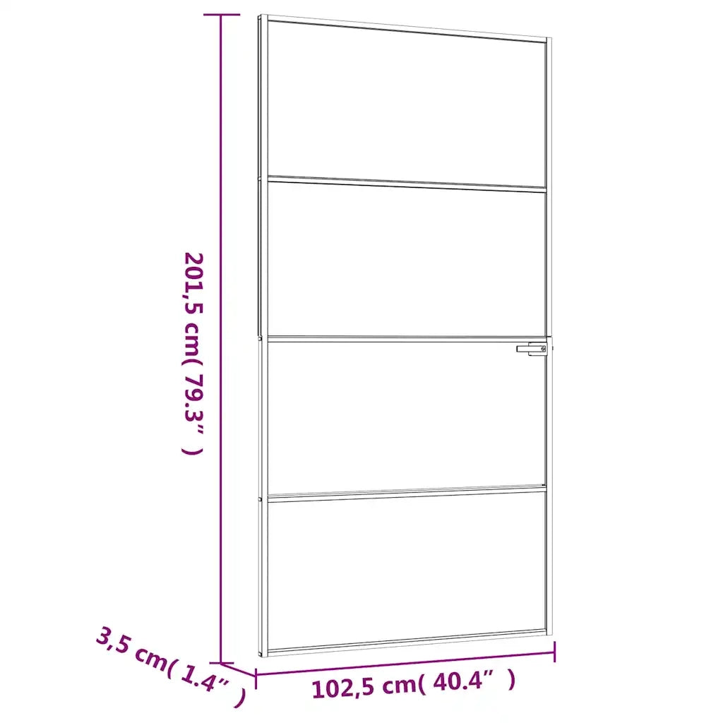 Porta Interna Nera 102x201,5 Vetro Temperato Alluminio Sottile 153661