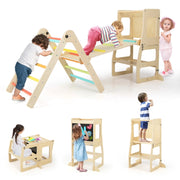 Set di giochi da arrampicata per bambini 7-in-1, Struttura da arrampicata pieghevole con rampa reversibile Colorato-Arrampicate e scivoli
