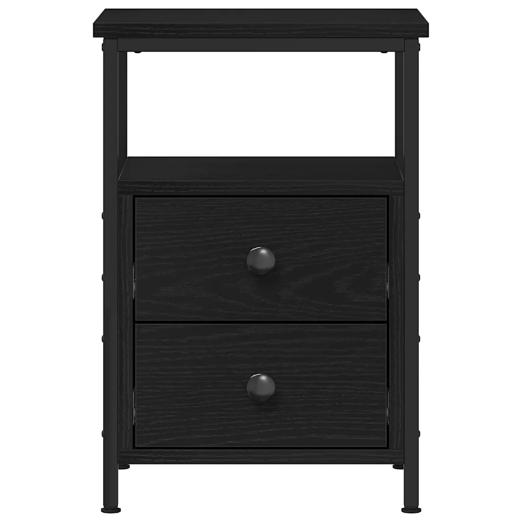 Set di 2 Comodini | Armadio da Notte | Mobiletto da notte Rovere Nero 34x35,5x50 cm Legno di Argilla