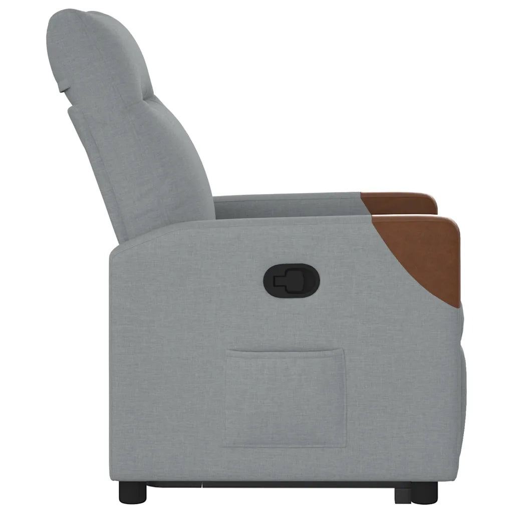 Poltrona | Sedia Relax Alzapersona Reclinabile Grigio Chiaro in Tessuto