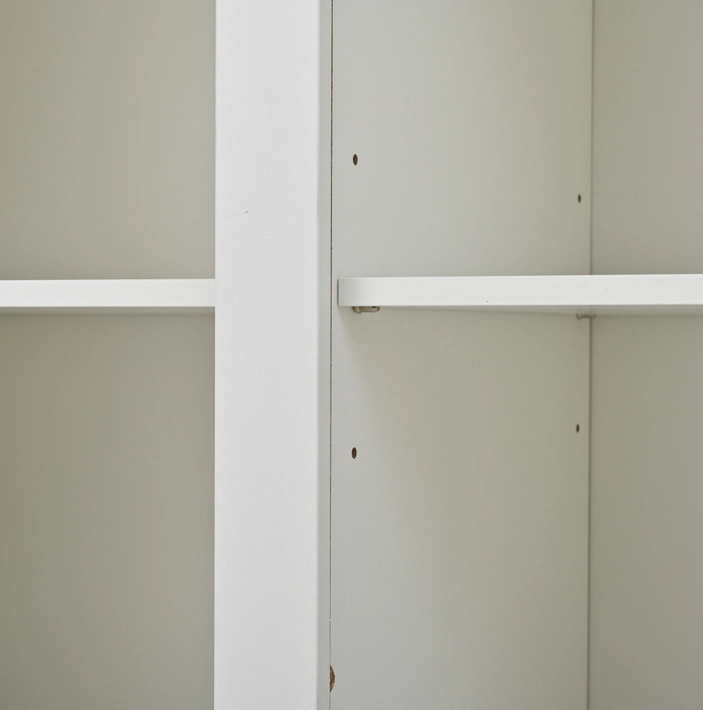 Mobile vetrina con LED e 2 cassetti 130 x 37;5 x 170;5 cm in legno nobilitato e vetro; bianco