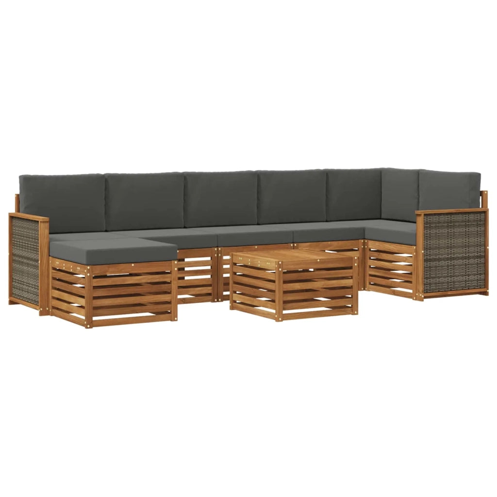 Set di divani da esterno con cuscino 7 pcs Naturale e Antracite 3384648