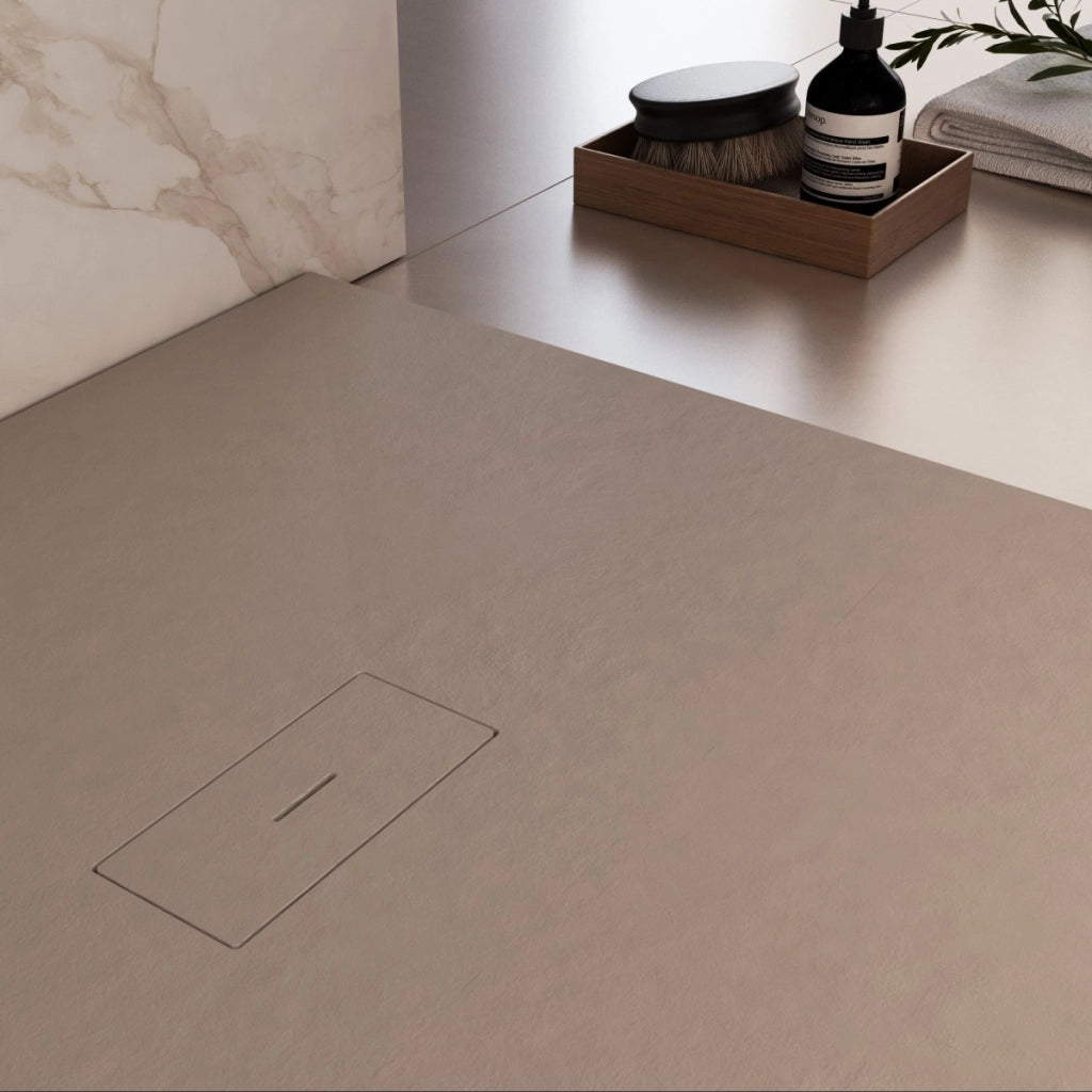 Piatto doccia in marmoresina tortora effetto pietra cemento maka, misura 80x110