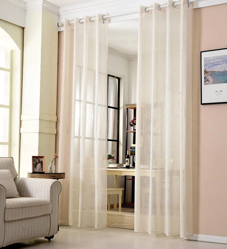 Tenda Finesta Trasparente, conveniente per camera da letto/soggiorno/biblioteca, leggera e aerata, per Camera da Letto Voile 1 Pannello 140x245 cm Crema