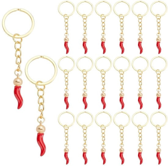 Set di 20 Chiavi in Oro Zinco con Amuleto - 8 cm - Pochette in Velluto - Souvenir