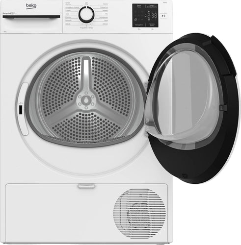 Beko BMT93EW Asciugatrice 9kg, Classe D, Linea Estetica NX, motore asincrono, Display digitale, colore Bianco, oblò Bianco