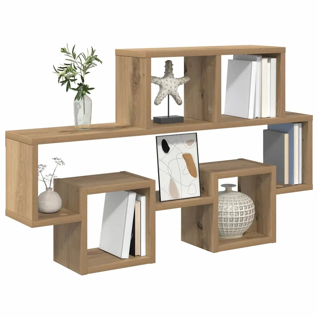 Scaffale da parete rovere artigianale 82 x 15 x 51 cm 875183