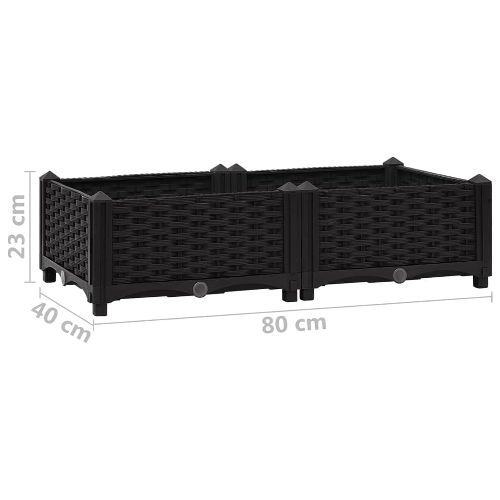 Fioriera rialzata per piante e fiori giardino 80 x 40 x 23 cm polipropilene 02_0000944