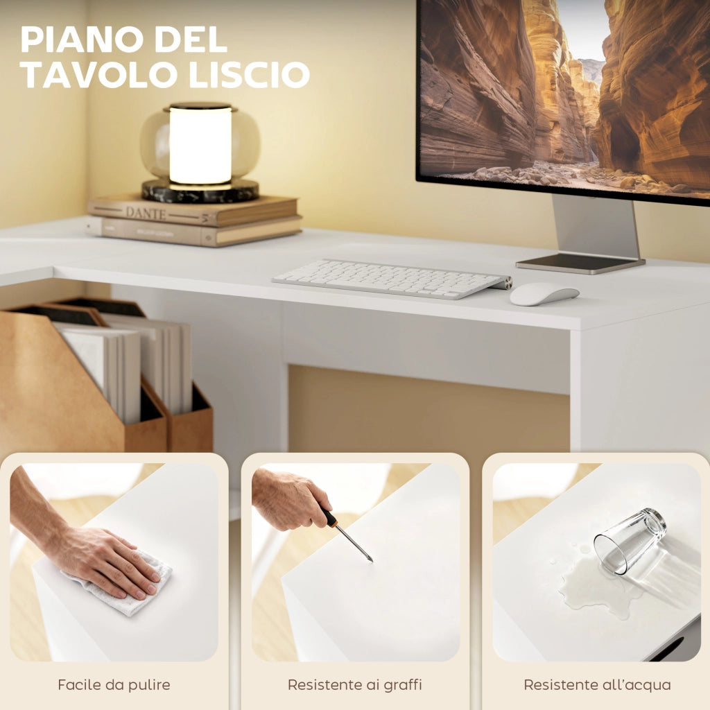 Scrivania Angolare Moderna con Scaffale e Cassetto ¨C Zephmum ¨C Bianco 110x100x75 cm