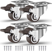 Set di ruote per mobili robuste con freni - Set di 4 ruote piantone con vite - Ruote per carrello in gomma - Rotanti a 360 gradi