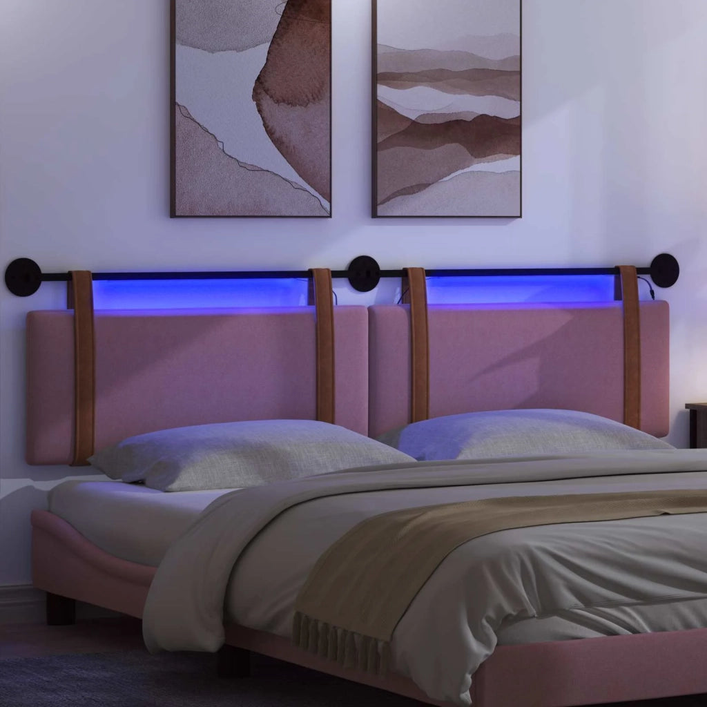 Testiera sospesa Con luce LED Rosa PU Antico 3424054