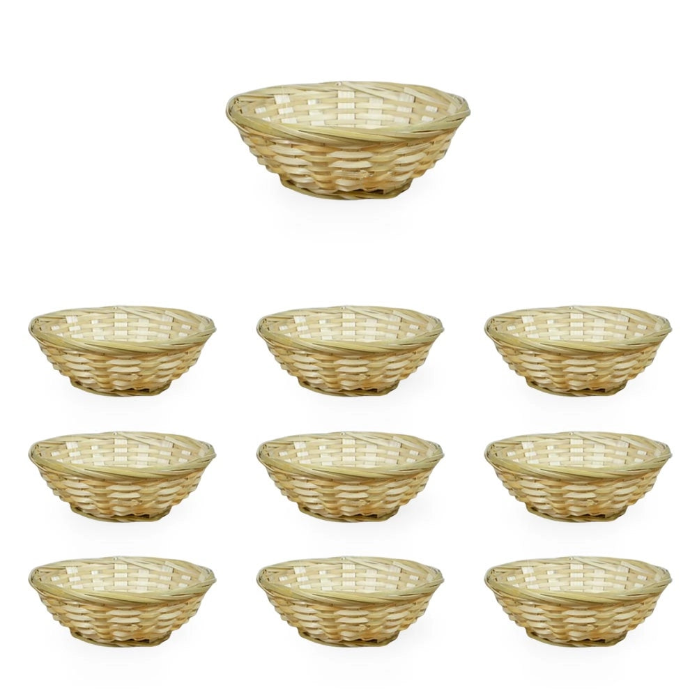 Ceste Cestini espositore intrecciati rotondi x10 fibra naturale cm 15 x 15 x h 6
