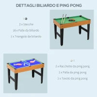 Tavolo Multigioco 4 in 1 con Calcio Balilla, Biliardo, Ping Pong e Hockey da Tavolo, 107x61x84.5cm