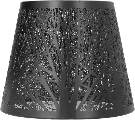 Lampenkap metallica con disegno di alberi per lampada da tavolo, da scrivania o da notte - Lampenkap in acciaio inossidabile - Lampenkap mini E27 a forma di albero (nero) - Illuminazione e stile di interni