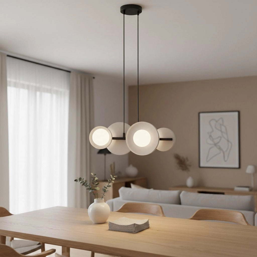 Lampada a sospensione Model in acciaio nero e vetro