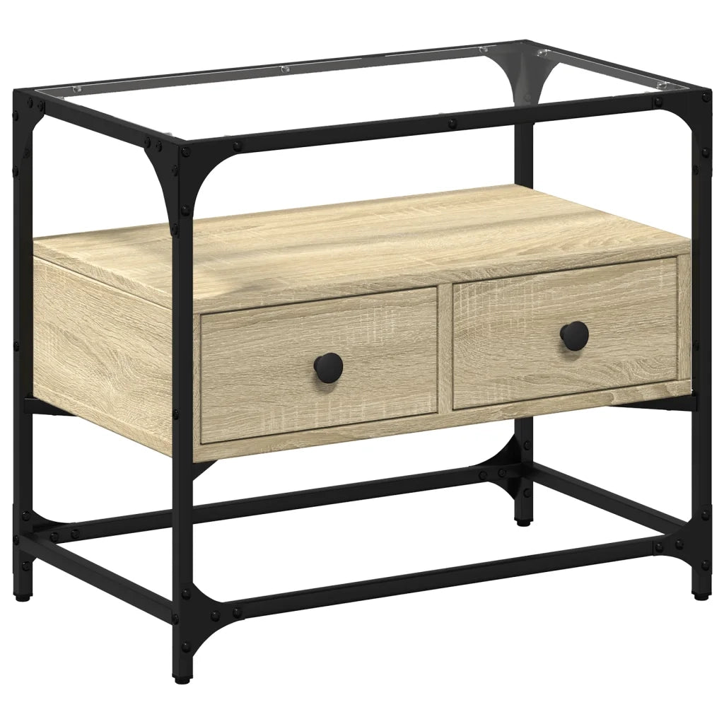 Mobile TV Piano-Credenza per TV-Console TV Vetro Rovere Sonoma 60x35x51 Legno Multistrato