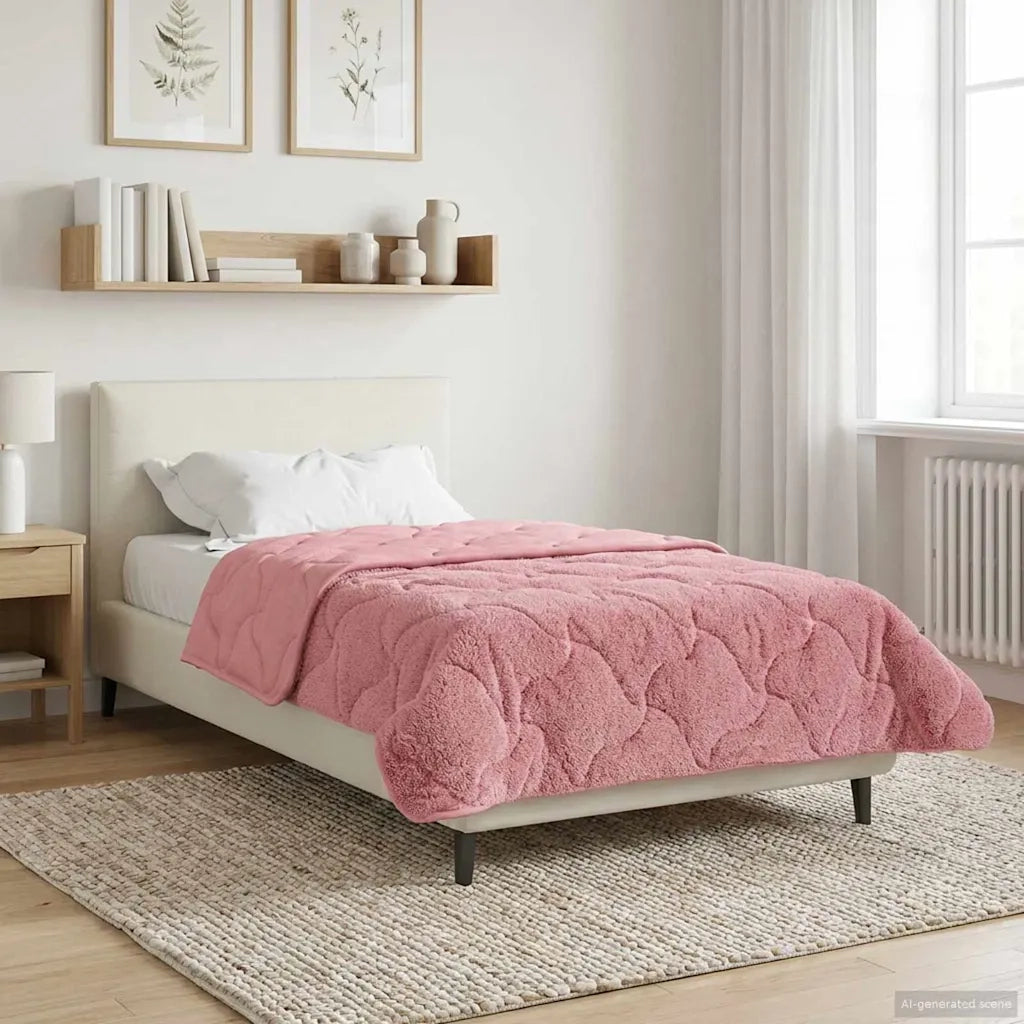 Duvet Invernale Rosa 140 x 220 cm Microfibra e Fleece Teddy