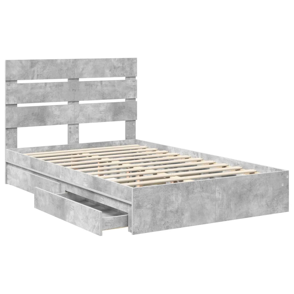 Letto con Contenitore con testiera Grigio cemento 135 x 190 cm 3411905