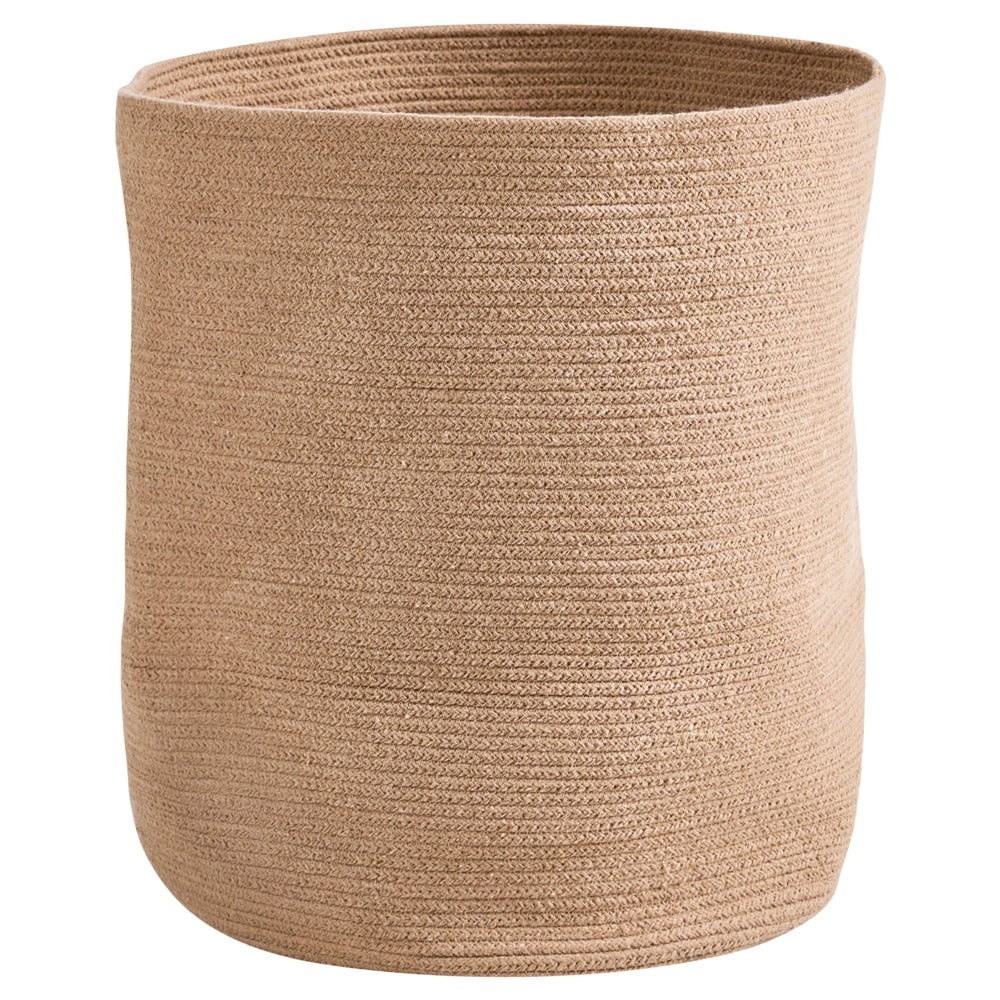Cesto portaoggetti in cotone beige con coperchio, cesto per la biancheria, accessori in stile boho
