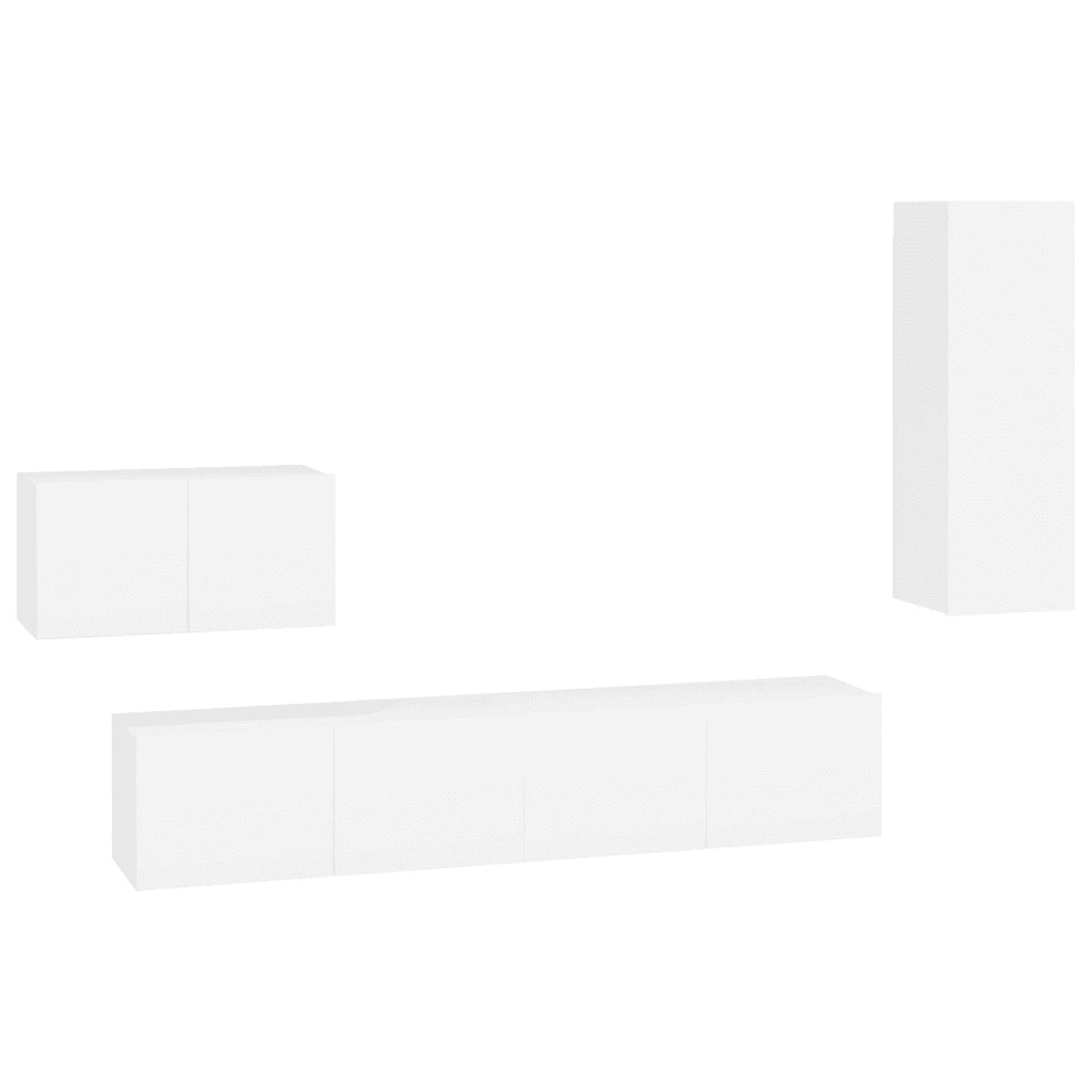Set di Mobili Porta TV 4 pz Bianco in Legno Multistrato 3114334