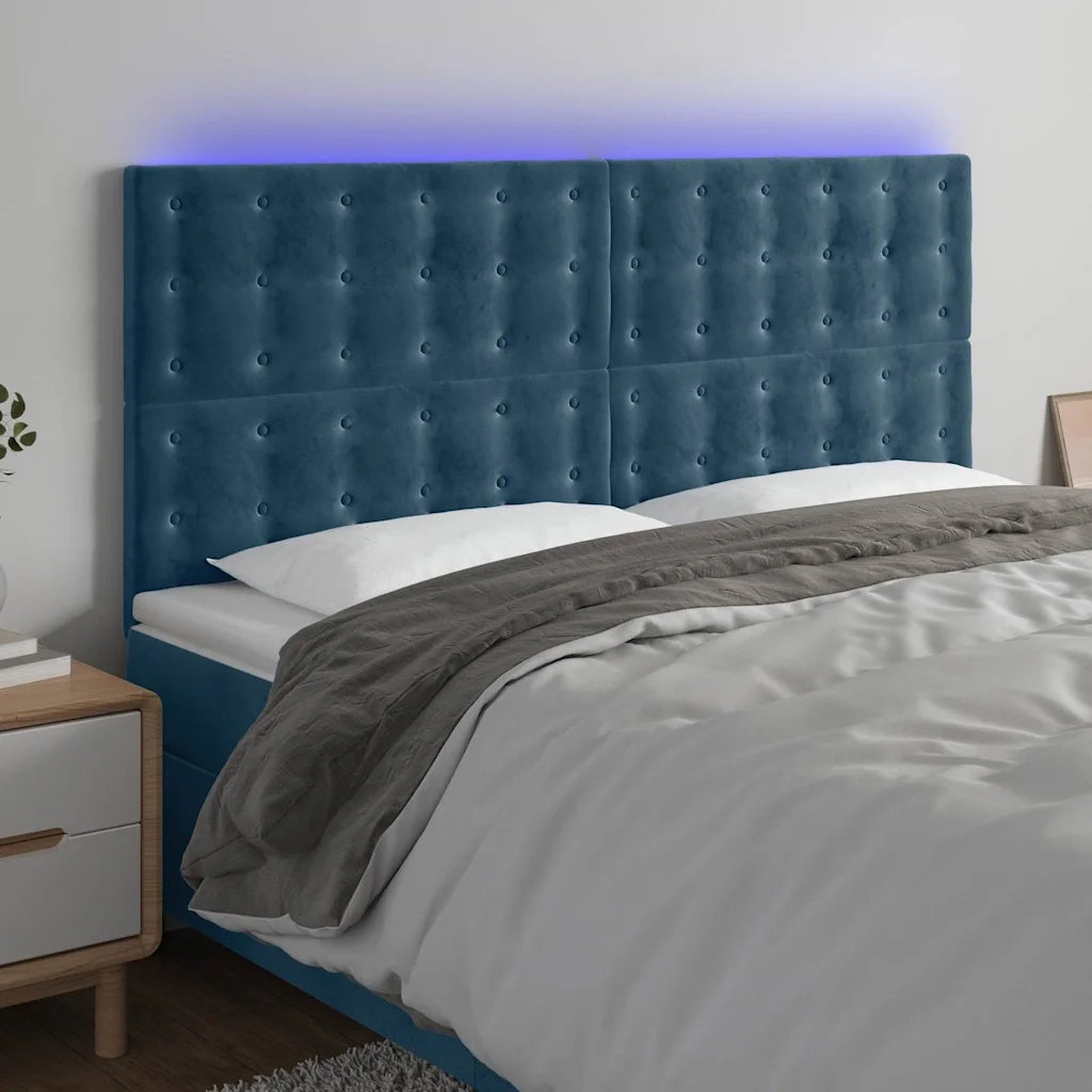 Testiera a LED-Testata con LED Blu Scuro 160x5x118/128 cm in Velluto 471022