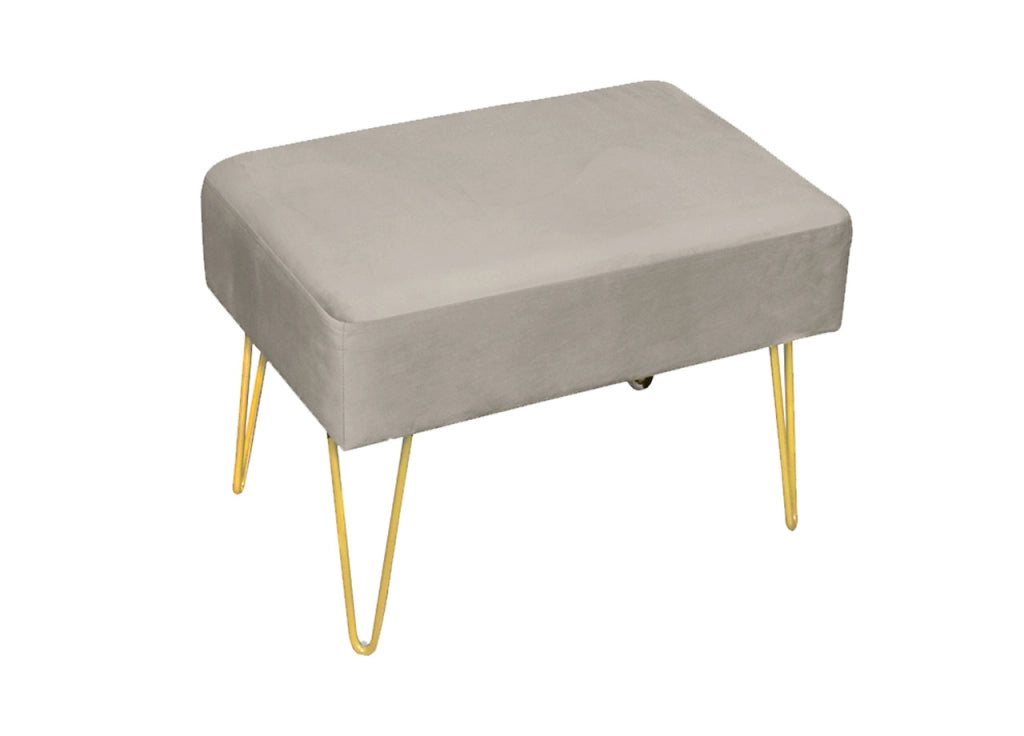 Pouf Salotto/Camera Panca Design Moderno Modello Velvet In Tinta Unita - Pouf - Beige