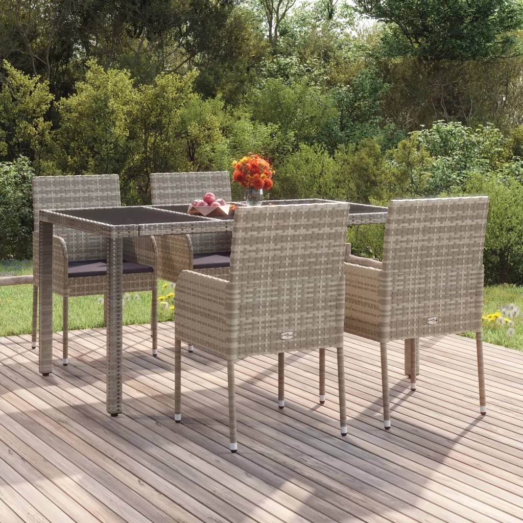Sedie da Giardino con Cuscini 4 pz | Sedie da Esterno in Polyrattan Grigie