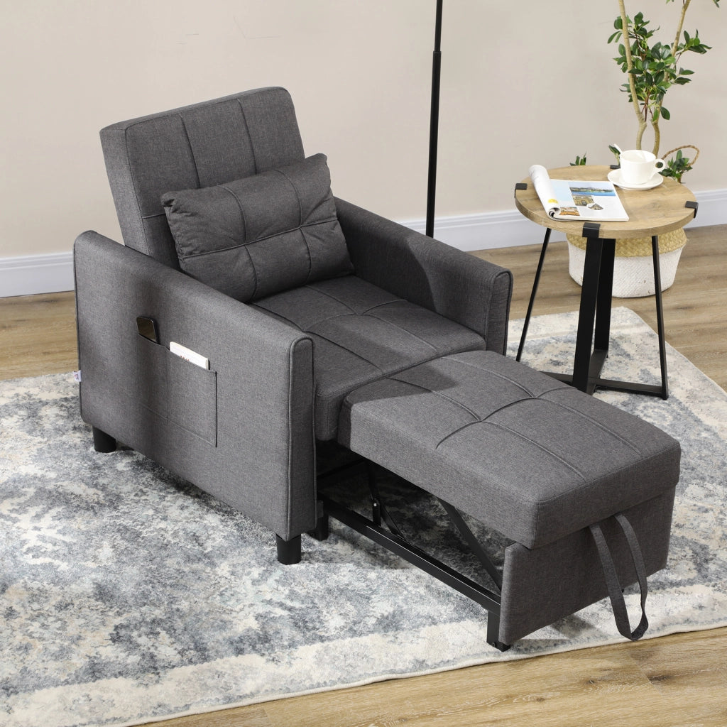 Poltrona Reclinabile Convertibile 3 in 1 ¨C Zephmum ¨C Grigio 69x82x85cm
