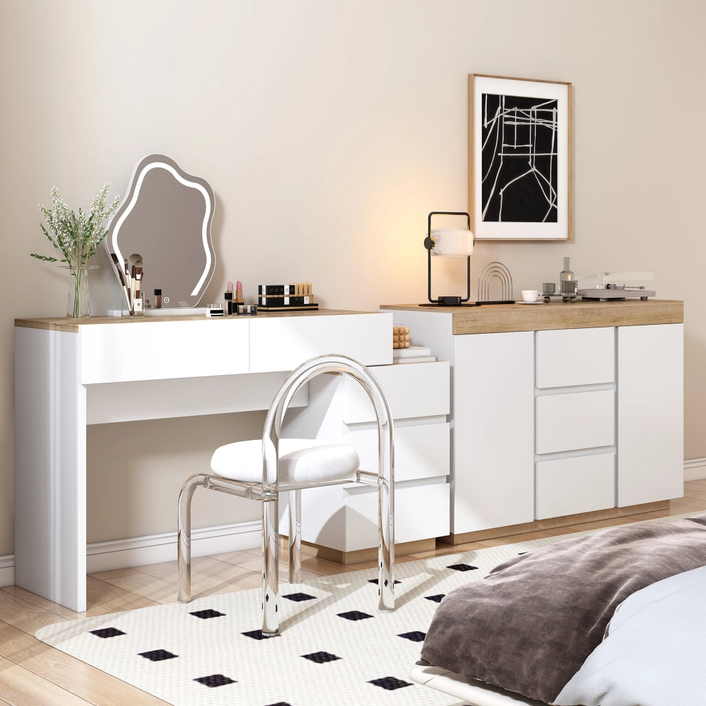 Scrivania con 5 Cassetti per Camera ¨C Xylo ¨C Bianco e Rovere