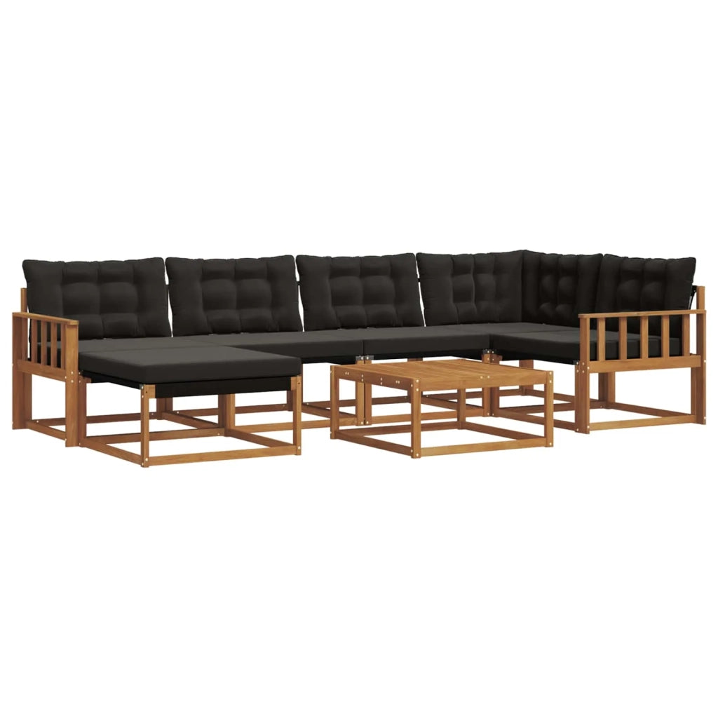 Set di divani da esterno con cuscino 19 pcs Naturale e Nero 3369647