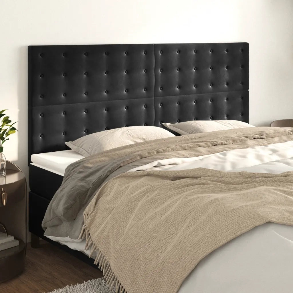 Testiera | Testata Nera 160x5x118/128 cm Velluto