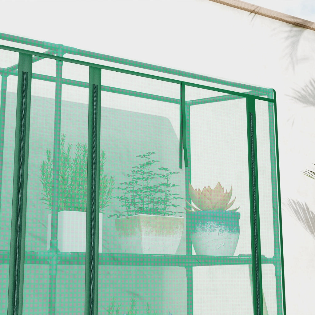 Serra da giardino 3 livelli 9 ripiani con porta a rullo ¨C zephmum ¨C 215x46x151cm verde