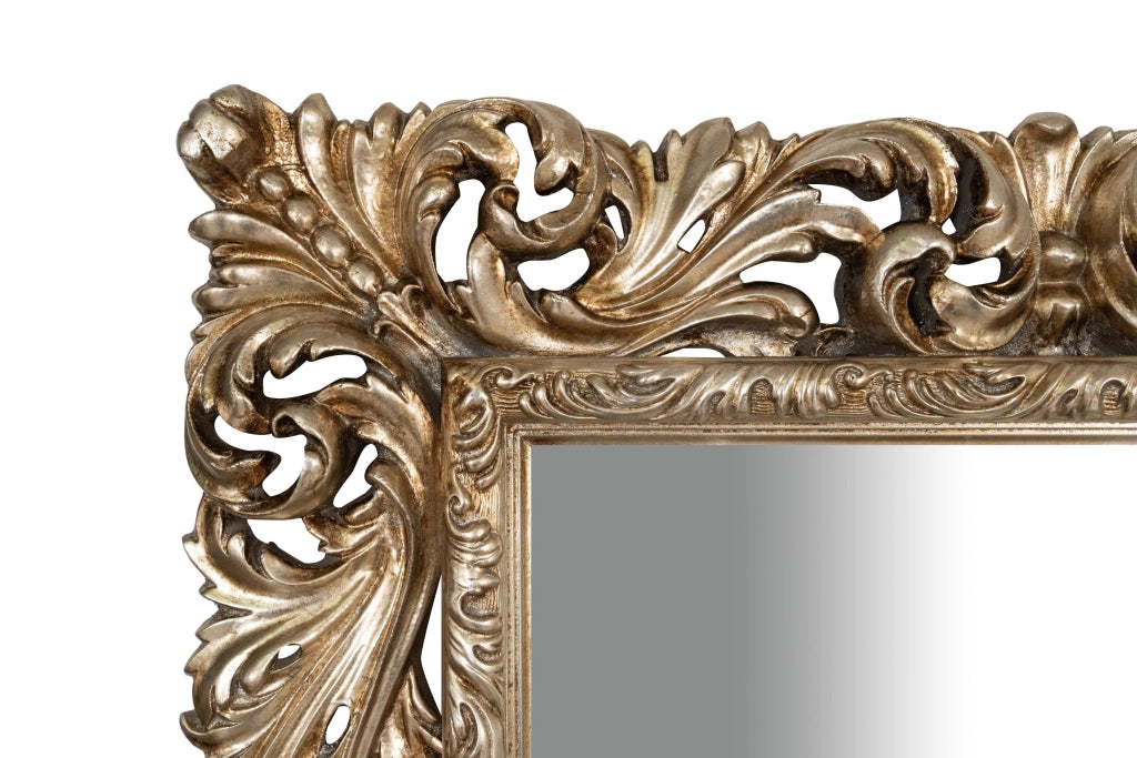 Biscottini SPECCHIERA DA PARETE IN LEGNO FINITURA FOGLIA ARGENTO ANTICATO MADE IN ITALY